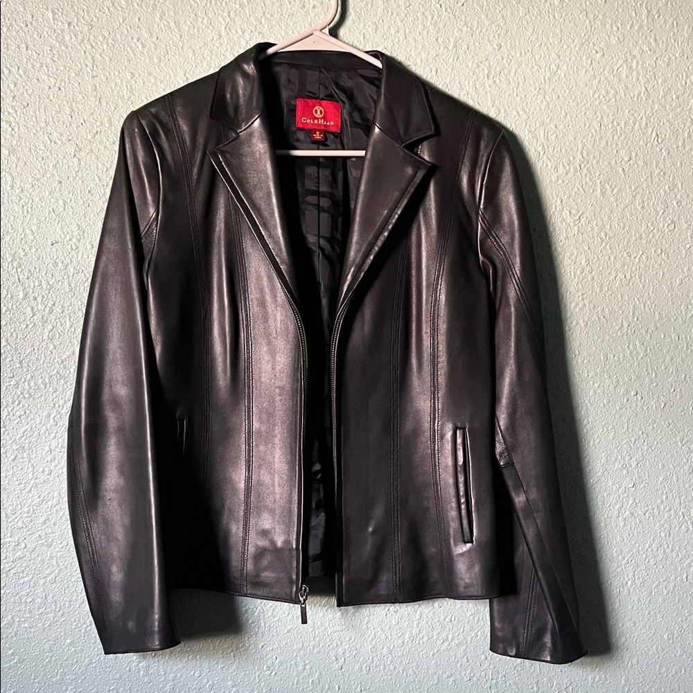 Cole Haan Black Leather Jacket for Women